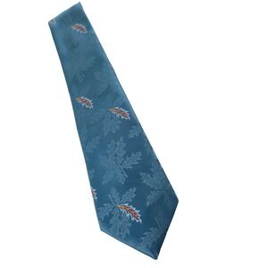 Wemlon Wembly Leaf Pattern Necktie Blue Business Polyester‎ Tie Made in Brazil